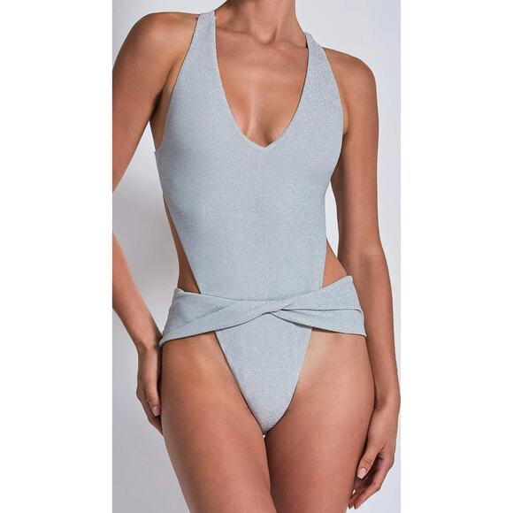 DEVON WINDSOR Light Gray Cutout One Piece Swimsuit - Picture 1 of 11